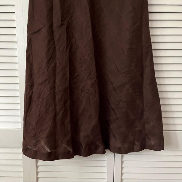 Carole Little brown Linen maxi skirt, lined, stripes textured fabric, Size 14 - Picture 10 of 10